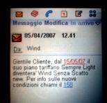 Messaggio Wind Cambio tariffario.